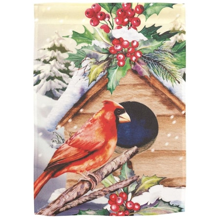 30 X 44 In Redbird Winter Birdhouse Printed Garden Flag Large